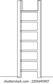 Ladder, step-ladder, structure for climbing up. Continuous line drawing. Vector illustration.