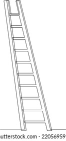 Ladder, step-ladder, structure for climbing up. Continuous line drawing. Vector illustration.