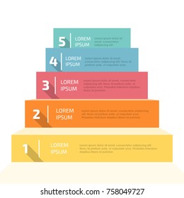 A Ladder, Steps, A Pyramid, A Triangular Infographic Pattern With Five Elements. Vector Illustration.