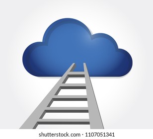 ladder to success. cloud. Vector Illustration. isolated over a white background
