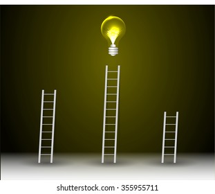 ladder to success concept with idea light bulb. leadership concept