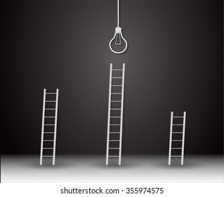 ladder to success concept with idea light bulb. leadership concept