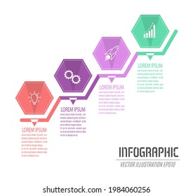 ladder to success. An infographic template for visualizing business and financial development, personal development, skill improvement, or workflow. Color design