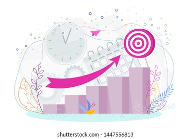 Ladder of success. Leader and winner. Purpose for the goal. Achievement planning. Trendy flat vector style.