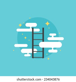 Ladder of success progress symbol, corporate business promotion, personal development strategy for reaching goal. Flat icon modern design style vector illustration concept.