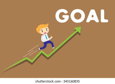 Ladder to success. Step by step infographics illustration. businessman walking up stairs chart. vector. money. dream concept. idea light bulb. Finish line, goal. win. lose, Future