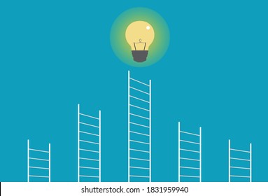 The ladder of success in thinking, Vector illustration in flat style