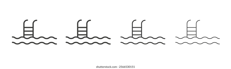 Ladder in swimming pool icon collection for website design, app, UI design.