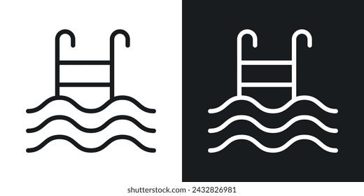 Ladder in Swimming Pool Icon Designed in a Line Style on White background.