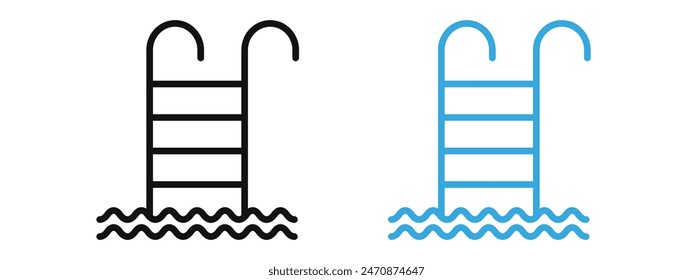 Ladder in swimming pool icon mark in filled style