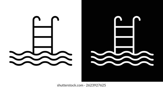 Ladder in swimming pool icon vector for web and mobile app. Symbol isolated.