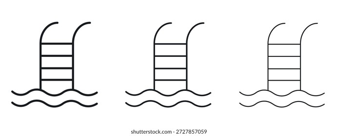 Leiter im Schwimmbad Symbol Vektor Logo Design Template. Bearbeitbare Strichgrafiken.