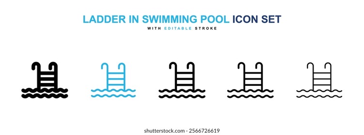 Ladder in swimming pool icons vector collection pack.