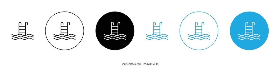 Ladder in Swimming Pool Vector Illustration Set. Poolside Access Sign suitable for apps and websites UI design style.