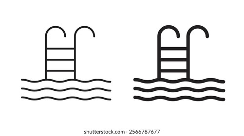 Ladder in swimming pool vector line icon illustration
