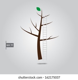 ladder tree on which one leaf vector
