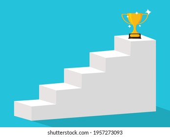 The ladder to the trophy of success. Vector illustration