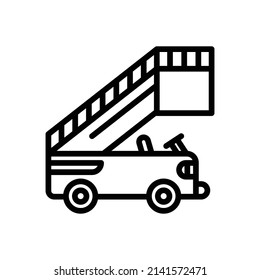 Ladder Truck Icon. Line Art Style Design Isolated On White Background