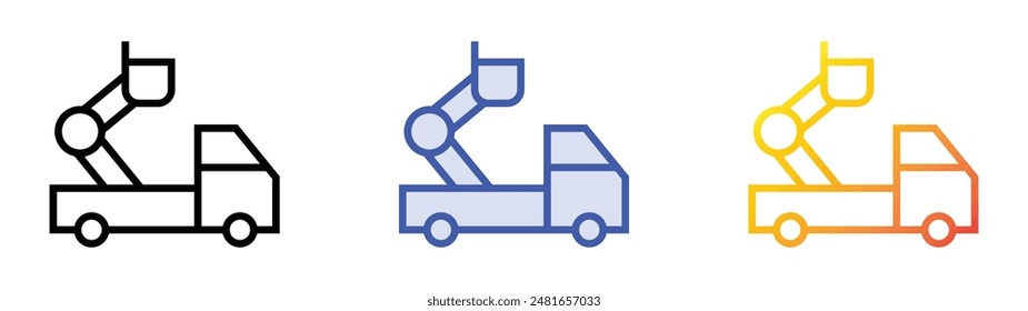 ladder truck icon. Linear, Blue Fill and Gradient Style Design Isolated On White Background