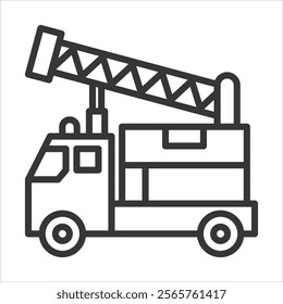 Ladder Trucks Icon Vector Illustration Outline Style