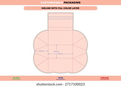 Vector dieline de caja poligonal tipo escalera con guías de plegado y corte precisas creadas para diseños de empaques estructurados y uso profesional de diseño de cartón