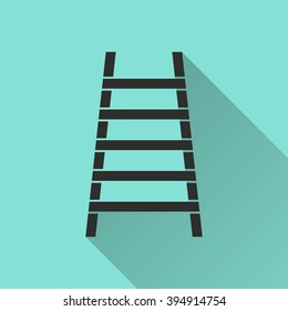 Ladder    vector icon. Black  illustration isolated on green  background for graphic and web design.