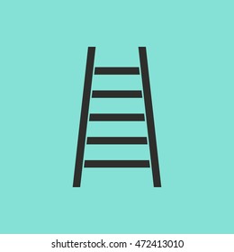 Ladder vector icon. Black illustration isolated on green background for graphic and web design.