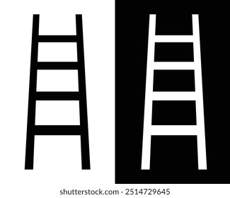 Ladder vector, icon design. Stair with step construction staircase. Household or work ladder glyph icon isolated on white and black background. Vector illustration.