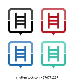 ladder - vector icon; map pointer;  message bubble