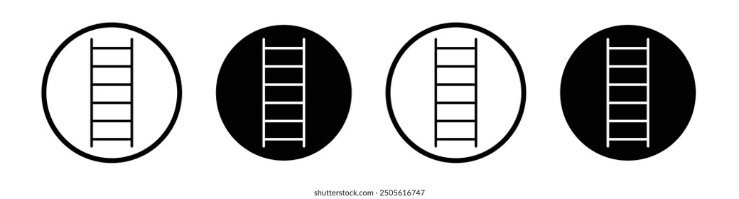 Ladder vector icon set black filled and outlined style.