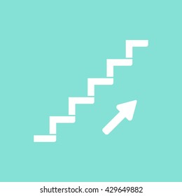 Ladder    vector icon. White  Illustration isolated on green  background for graphic and web design.