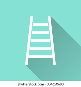 Ladder  - vector icon in white on a green background.