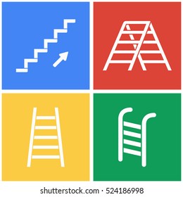 Ladder vector icons set. White illustration isolated for graphic and web design.