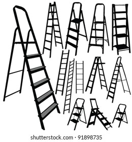 ladder vector silhouette in black color on white