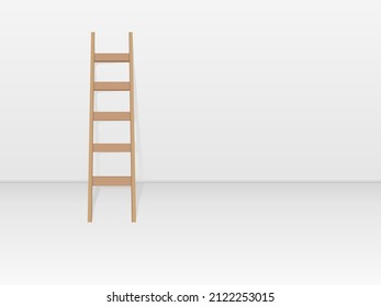 Ladder in white room. Vector illustration.