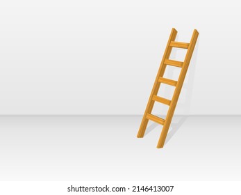 Ladder in white room. Vector illustration.