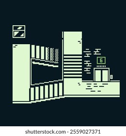 Ladders, pixel art background, retro style. 8-bit. Game assets. Vector illustration.
