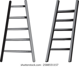 Ladders Vector Illustration: Two Gray Isolated Ladders on White Background
