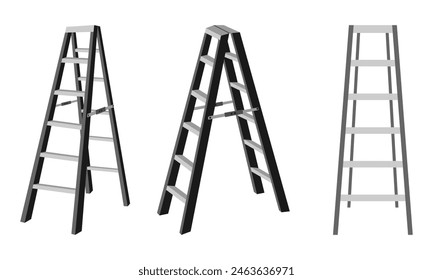 ladders vector set. flat design vector illustration isolated on a white background.