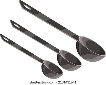 Laddle spoons, illustration, vector on a white background.