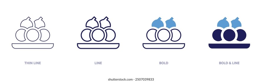 Laddu icon in 4 different styles. Thin Line, Line, Bold, and Bold Line. Duotone style. Editable stroke.