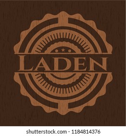 Laden badge with wooden background