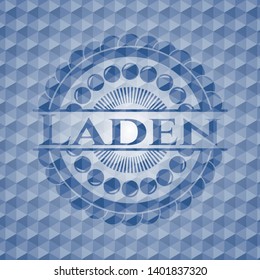 Laden blue hexagon emblem. Vector Illustration. Detailed.