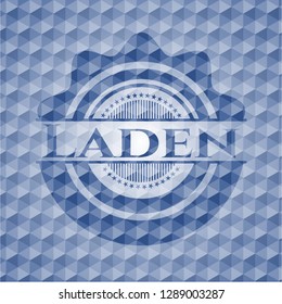 Laden blue polygonal badge.