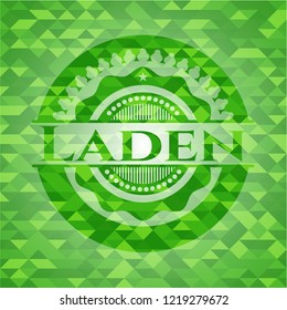 Laden green emblem with mosaic background