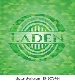 Laden green emblem with mosaic ecological style background. Vector Illustration. Detailed.