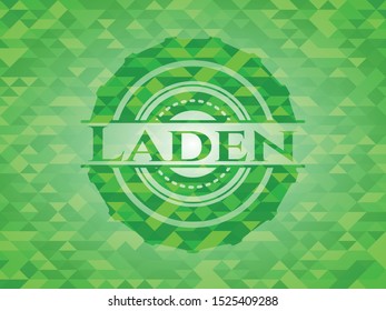 Laden realistic green emblem. Mosaic background. Vector Illustration. Detailed.