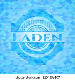 Laden realistic light blue emblem. Mosaic background