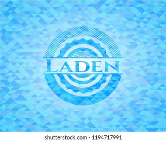 Laden realistic sky blue emblem. Mosaic background