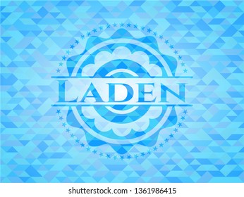 Laden sky blue emblem with mosaic ecological style background